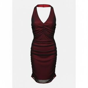 SHEIN Deep Red Backless Halter Dress